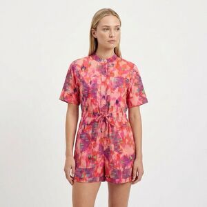 Maria Cher Ursula Romper Small Pink Ikat Abstract‎ Organic Cotton Button Front